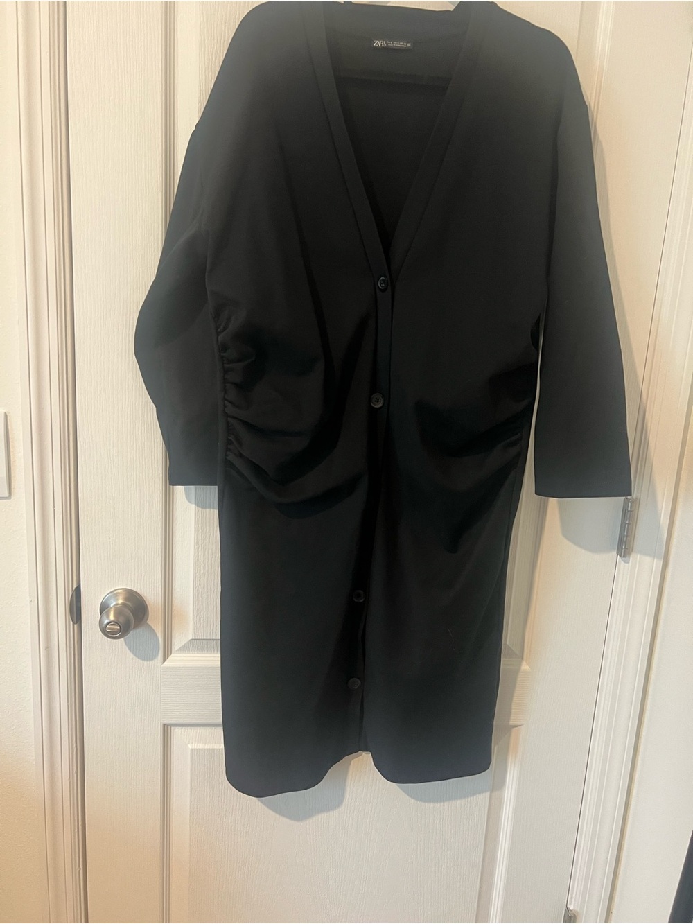 Zara Black Longline Button-Front Cardigan jacket